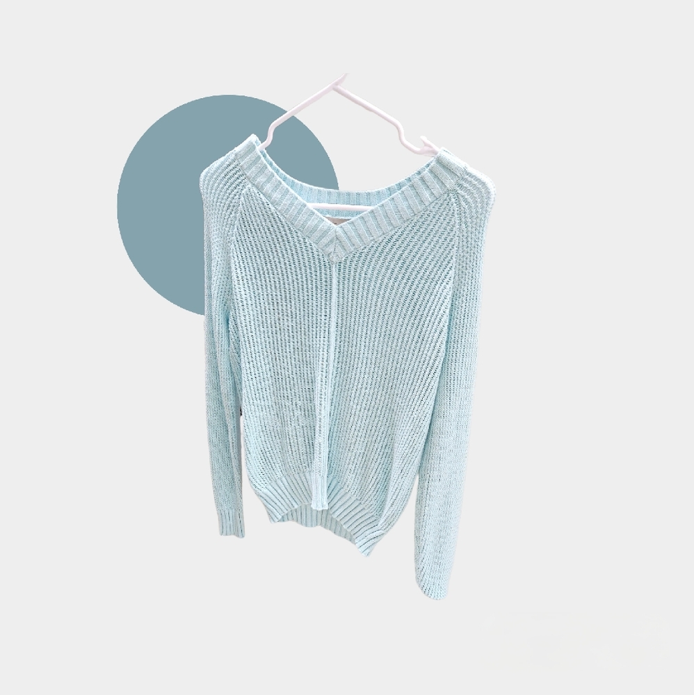 LOFT Open Stitch V-Neck Sweater